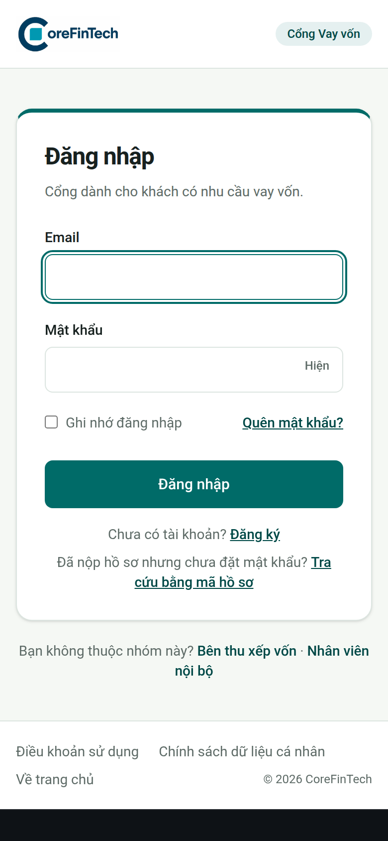 Đăng nhập — điện thoại