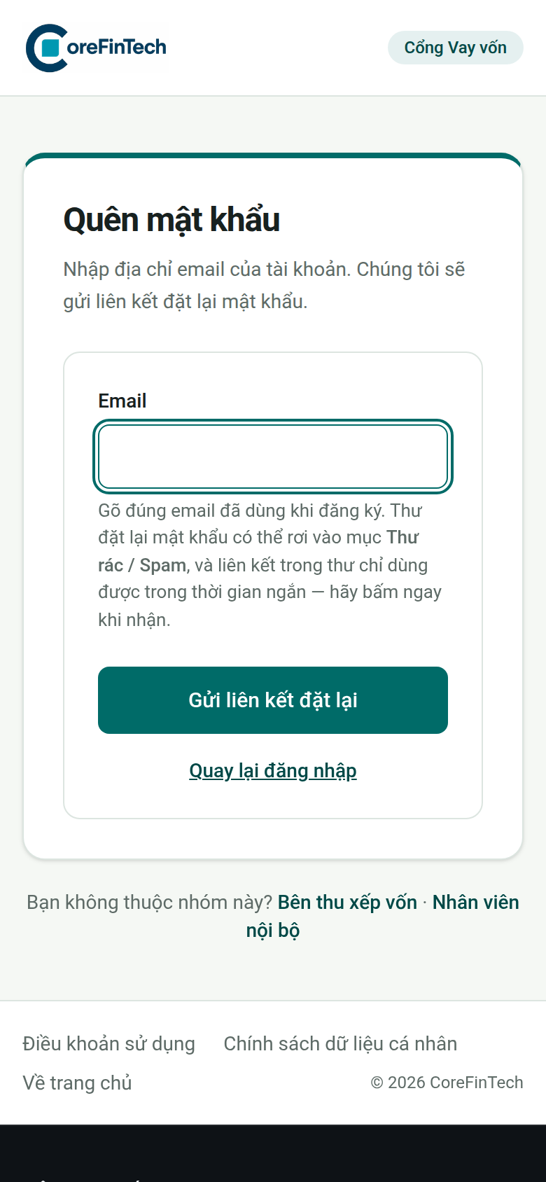 Quên mật khẩu — điện thoại
